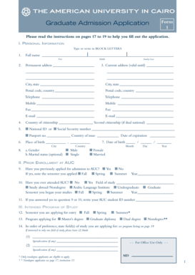 Graduate Admission Application Form