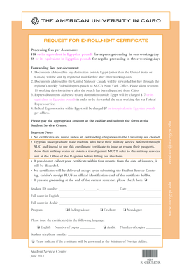 AUC Enrollment Certificate Request Form