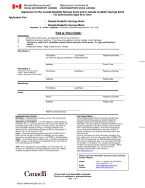 Application for Canada Disability Savings Grant and/or Bond