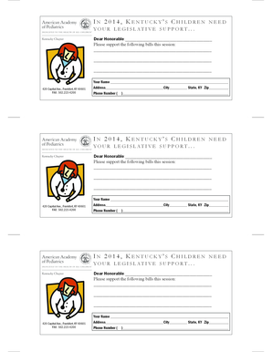 Kentucky Legislative Support Form