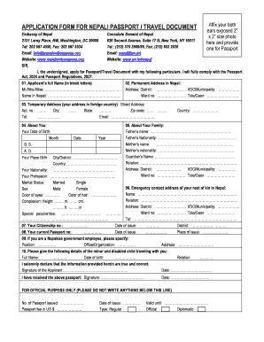 What is a travel document number - passport application form