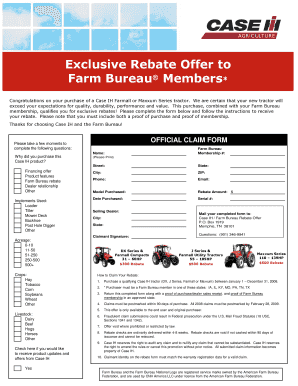 Case IH Farm Bureau Rebate Claim Form