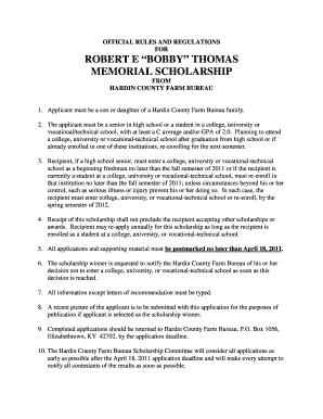 robert e bobby thomas memorial scholarship form