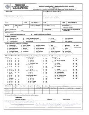 Georgia Motor Carrier Identification Application