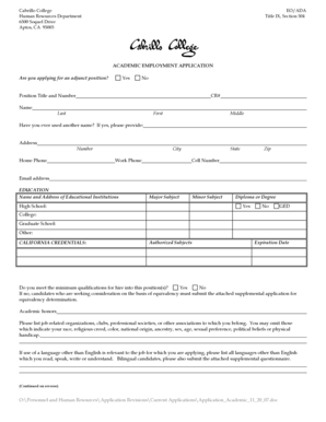 Cabrillo College Academic Employment Application