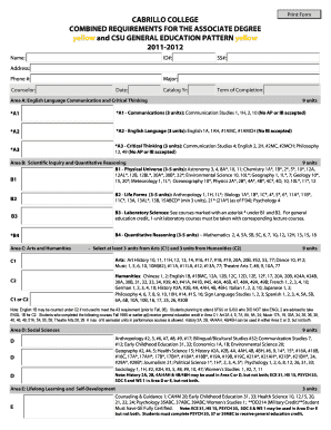 Cabrillo College Associate Degree Requirements Form