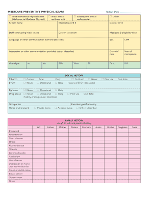 Medicare Preventive Physical Exam Form