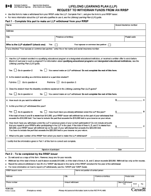 Canada Lifelong Learning Plan RRSP Withdrawal Form