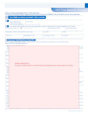 Tax-Free Savings Account Application