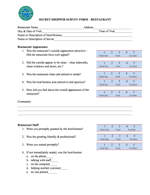 Survey template - mystery shopping report sample pdf
