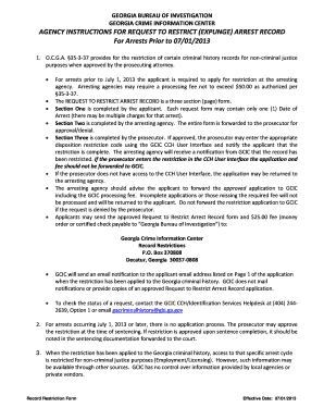 Request to Restrict Arrest Record - Georgia Bureau of Investigation - gbi georgia