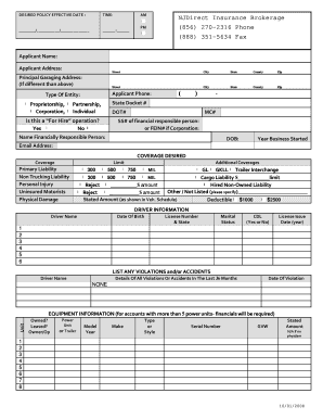 Small Fleet Insurance Application