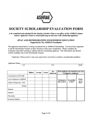 scholarship evaluation form