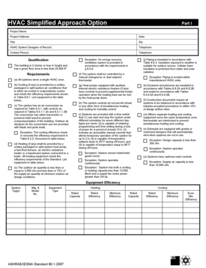 HVAC Simplified Approach Option Part I Form