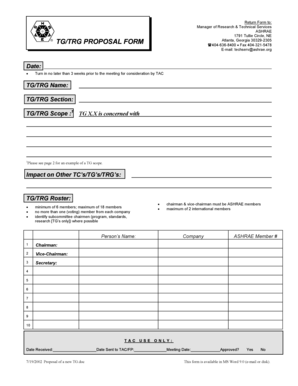 TG/TRG PROPOSAL FORM - ashrae