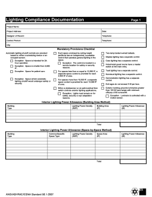 Lighting Compliance Documentation