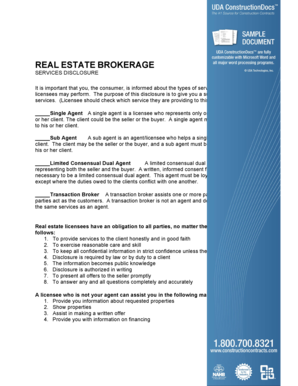 Real Estate Brokerage Services Disclosure