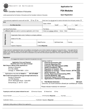 Canadian Institute of Actuaries FSA Module Application