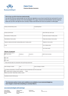 Erasmus Mundus Insurance Claim Form