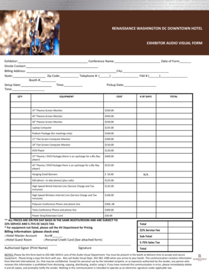Exhibitor Audio Visual Form