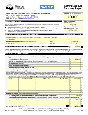 Outline sample - account summary example