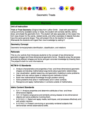 Geometric Treats Student Worksheet