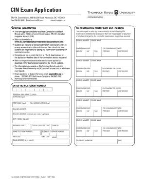 CIN Exam Application Form