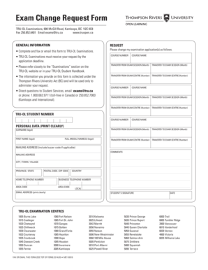 Exam Change Request Form