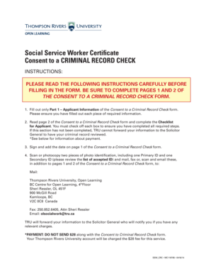 Consent to a Criminal Record Check