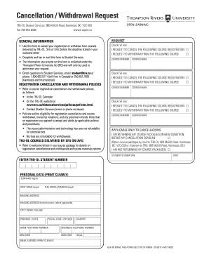 TRU-OL Course Cancellation/Withdrawal Request