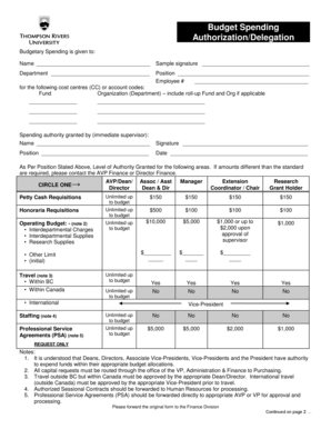 Budget Spending Authorization Form