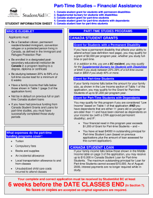 Canada Student Financial Assistance Application