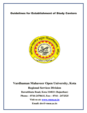 Guidelines for Establishment of Study Centers