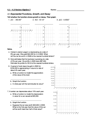 Algebra 2 Review Worksheet