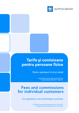 Fees and Commissions for Individual Customers
