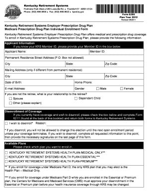 Kentucky Retirement Systems Medicare Prescription Drug Plan Enrollment Form