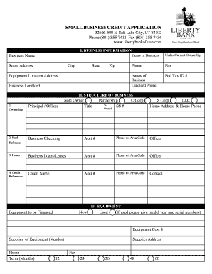 Small Business Credit Application