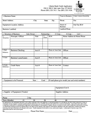Liberty Bank Credit Application
