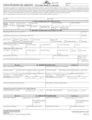 Uniform Residential Loan Application - First State Bank of Colorado