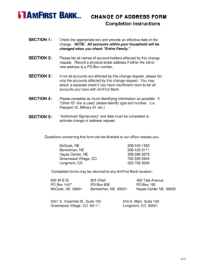 AmFirst Bank Change of Address Form