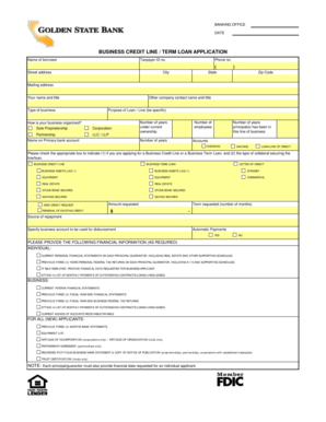 Business Credit Line Term Loan Application