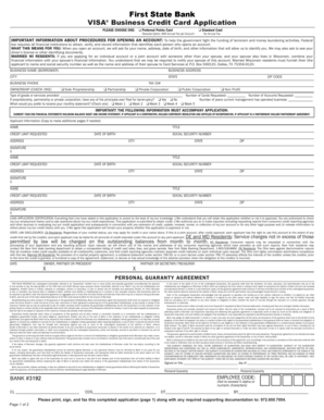 VISA Business Credit Card Application