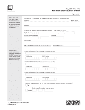 Minimum Distribution Request Form