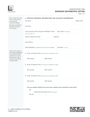 Request Minimum Distribution Option Form