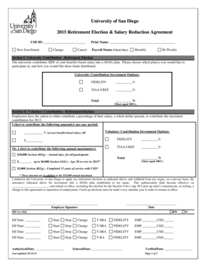 University of San Diego Retirement Election Form