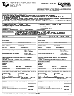 Greater Texas Federal Credit Union Loan Application