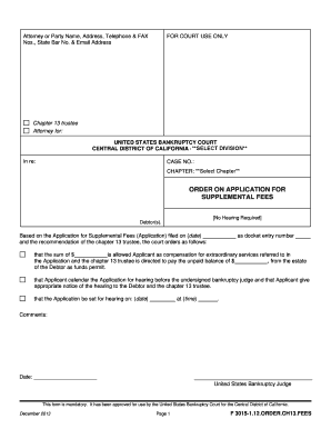 Order on Application for Supplemental Fees