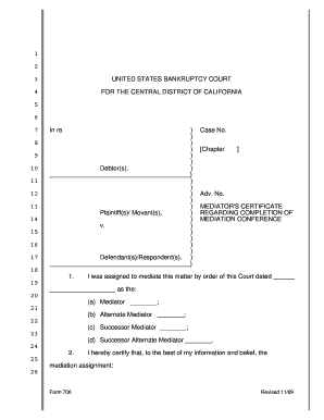 Mediator's Certificate Regarding Mediation Conference