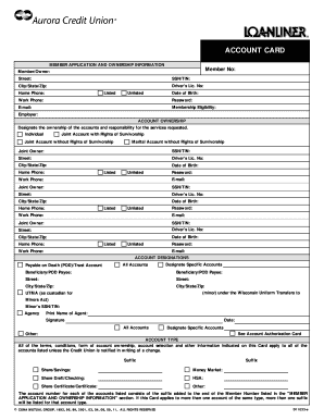 Credit Union Account Application Form