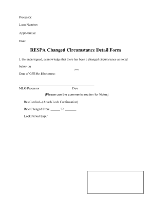 RESPA Changed Circumstance Detail Form
